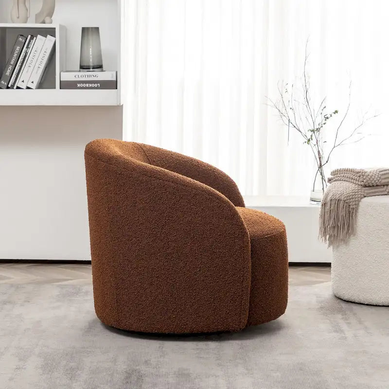 Fauteuil d'appoint pivotant rond en tissu bouclé 34 W