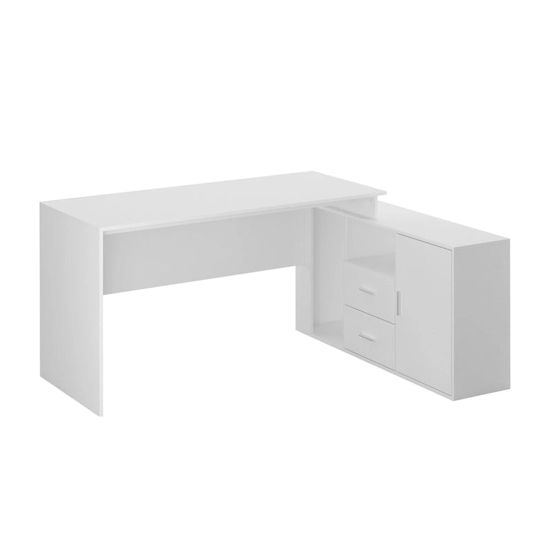 Bureau d'ordinateur de bureau en L avec tiroirs et étagères