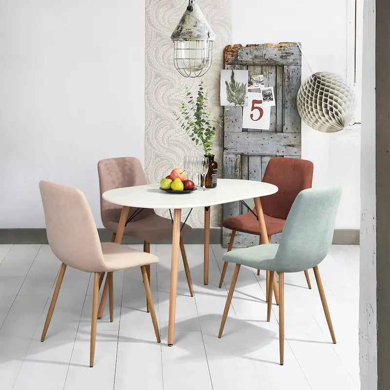 47,2 Table à manger rectangulaire blanche pour 4-6 personnes