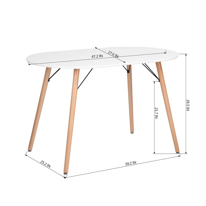 47,2 Table à manger rectangulaire blanche pour 4-6 personnes