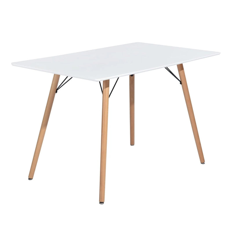 47,2 Table à manger rectangulaire blanche pour 4-6 personnes
