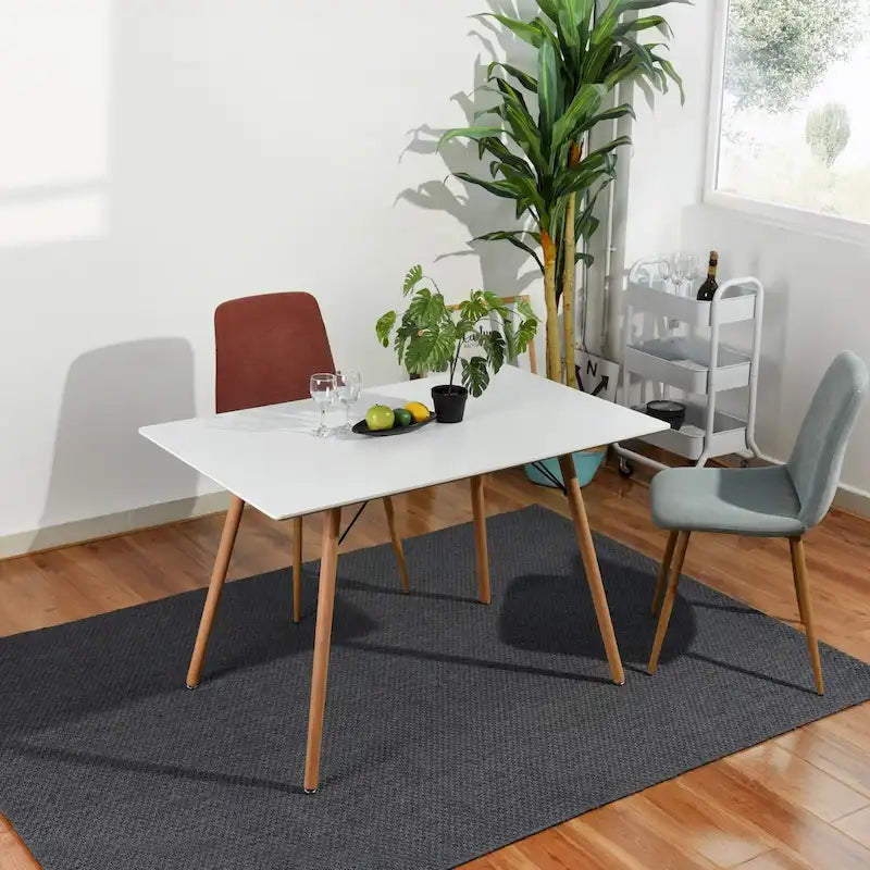 47,2 Table à manger rectangulaire blanche pour 4-6 personnes