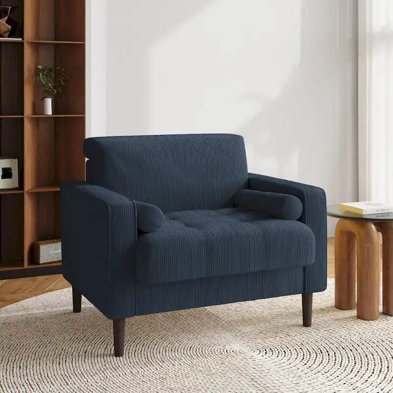 Fauteuil d'appoint large en velours côtelé moderne avec oreillers