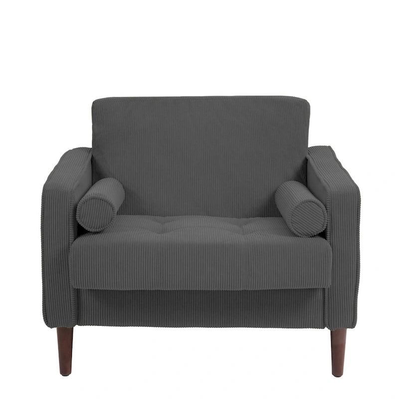 Fauteuil d'appoint large en velours côtelé moderne avec oreillers