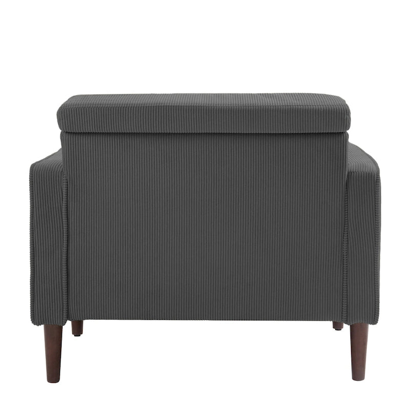 Fauteuil d'appoint large en velours côtelé moderne avec oreillers