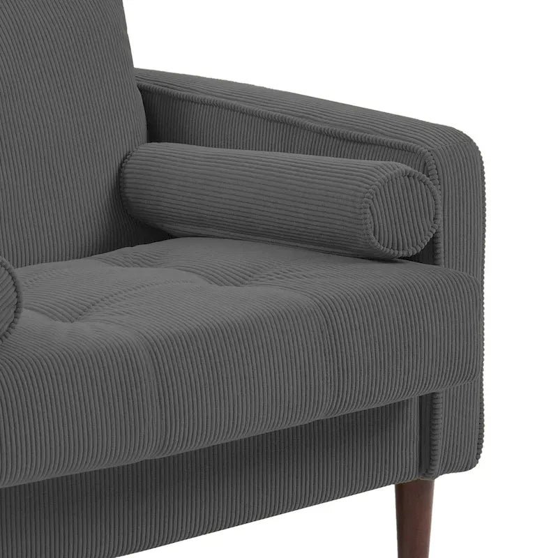 Fauteuil d'appoint large en velours côtelé moderne avec oreillers