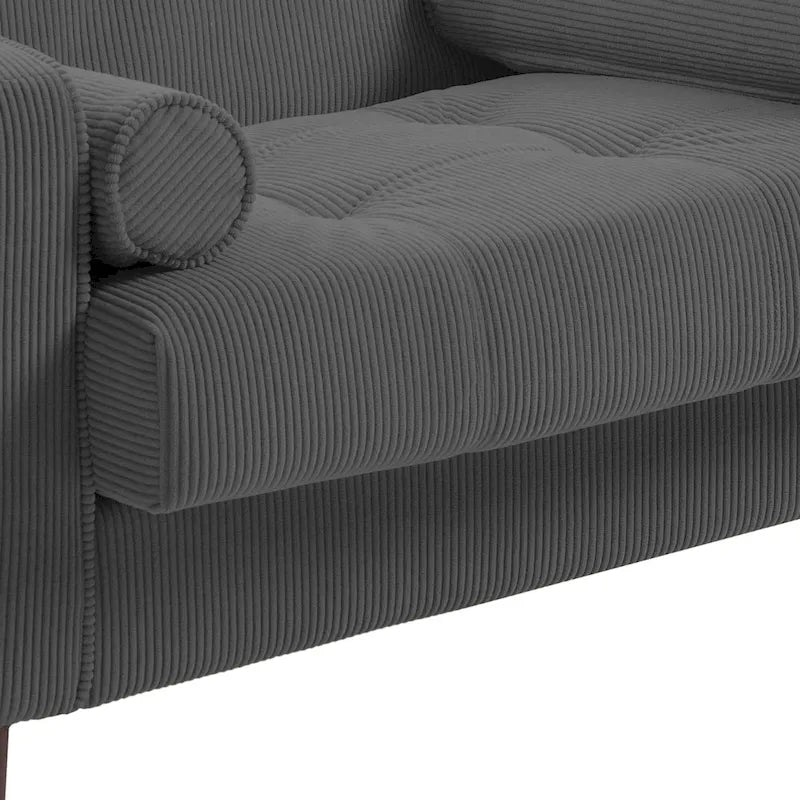 Fauteuil d'appoint large en velours côtelé moderne avec oreillers