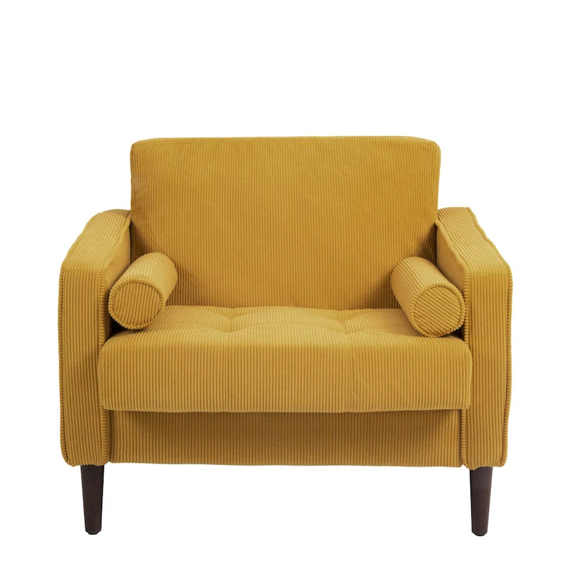 Fauteuil d'appoint large en velours côtelé moderne avec oreillers