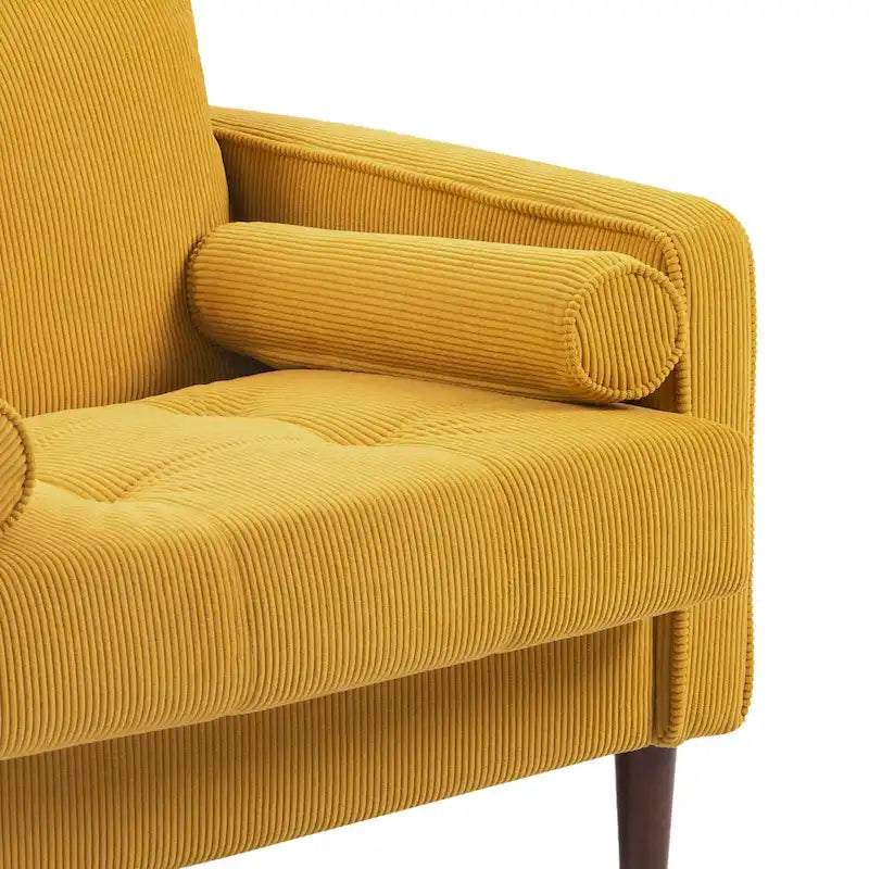 Fauteuil d'appoint large en velours côtelé moderne avec oreillers