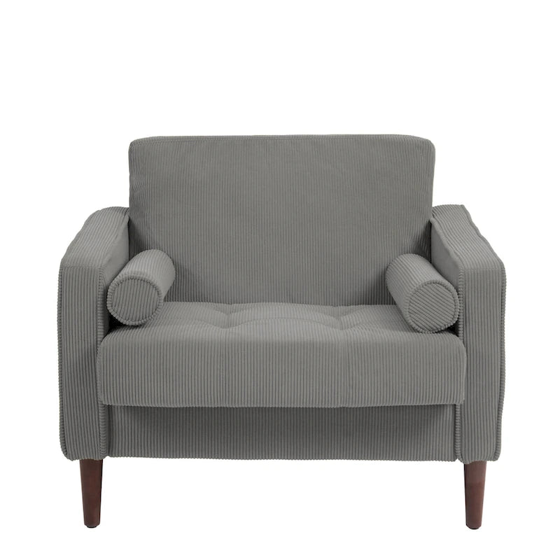 Fauteuil d'appoint large en velours côtelé moderne avec oreillers