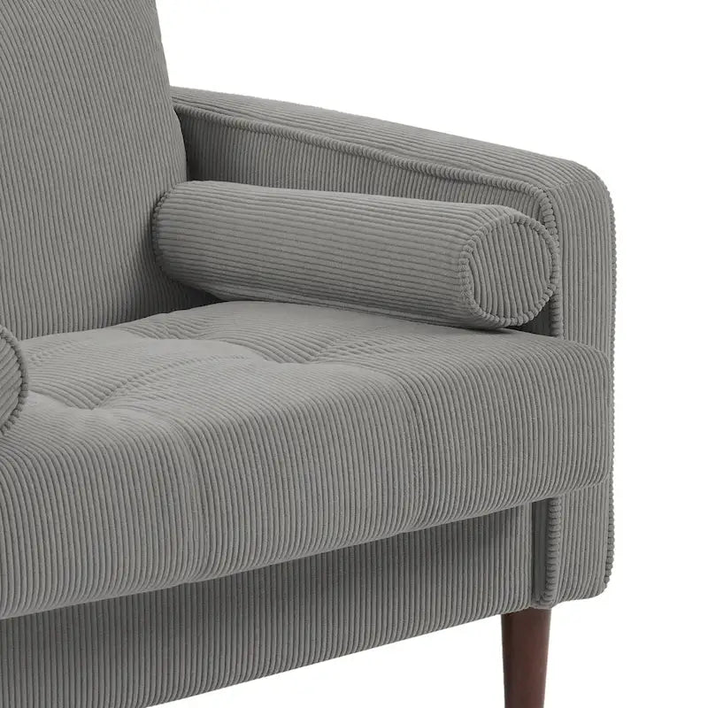 Fauteuil d'appoint large en velours côtelé moderne avec oreillers