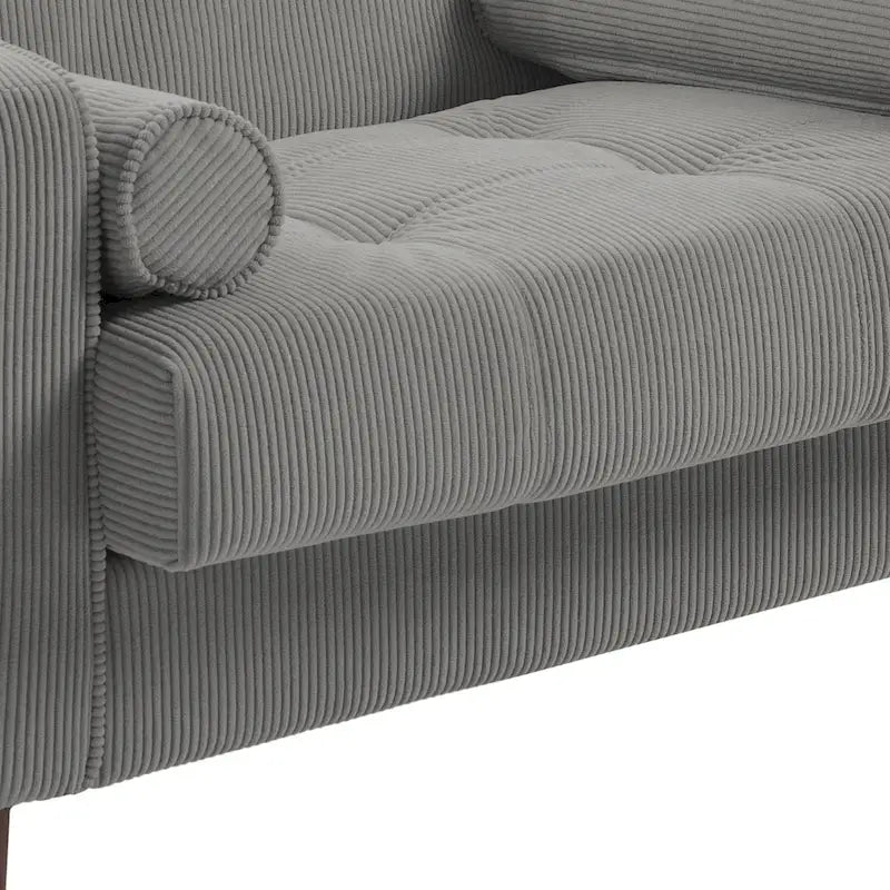 Fauteuil d'appoint large en velours côtelé moderne avec oreillers