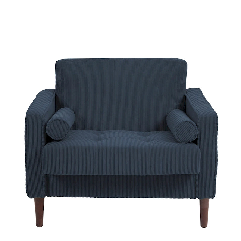 Fauteuil d'appoint large en velours côtelé moderne avec oreillers