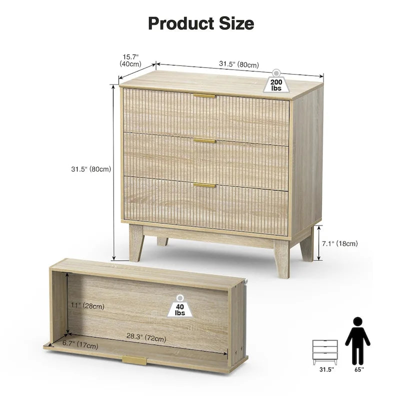 Commode moderne à 3 tiroirs en bois, meuble de rangement pour chambre à coucher