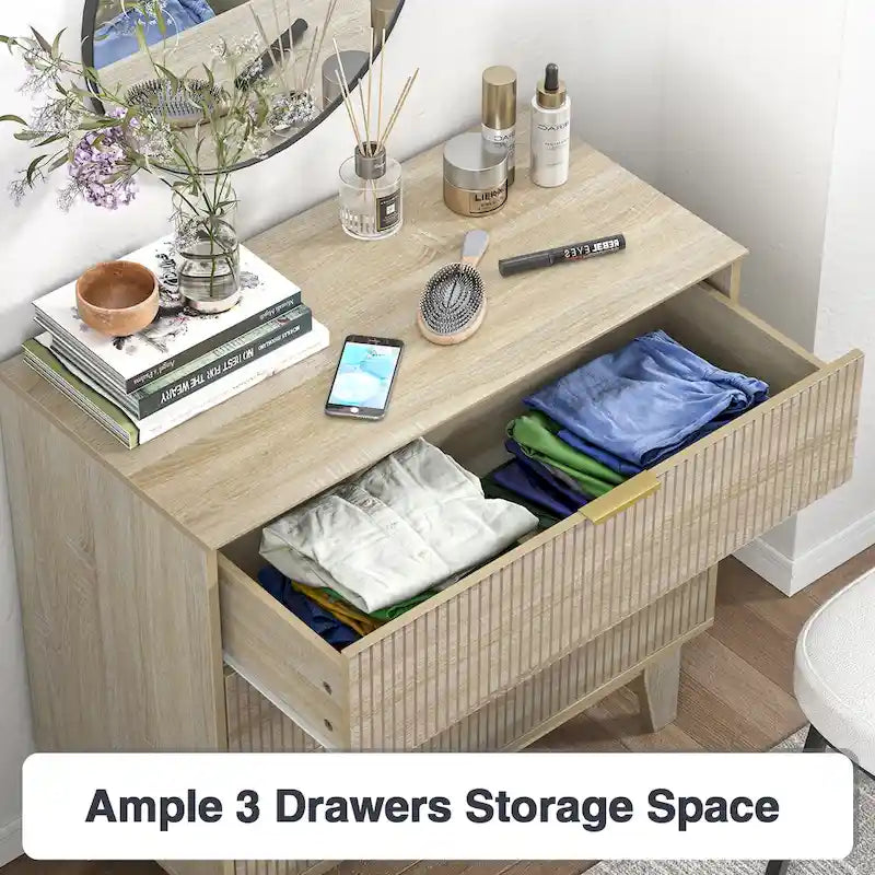 Commode moderne à 3 tiroirs en bois, meuble de rangement pour chambre à coucher