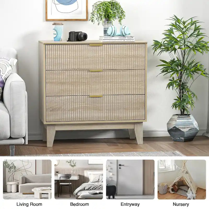 Commode moderne à 3 tiroirs en bois, meuble de rangement pour chambre à coucher