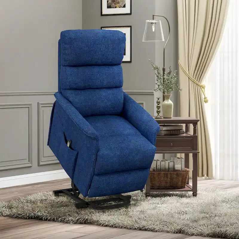 Fauteuil inclinable électrique pour personnes âgées, assemblage facile, fauteuil releveur en tissu avec télécommande, poches latérales pour salon