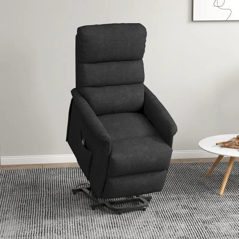 Fauteuil inclinable électrique pour personnes âgées, assemblage facile, fauteuil releveur en tissu avec télécommande, poches latérales pour salon