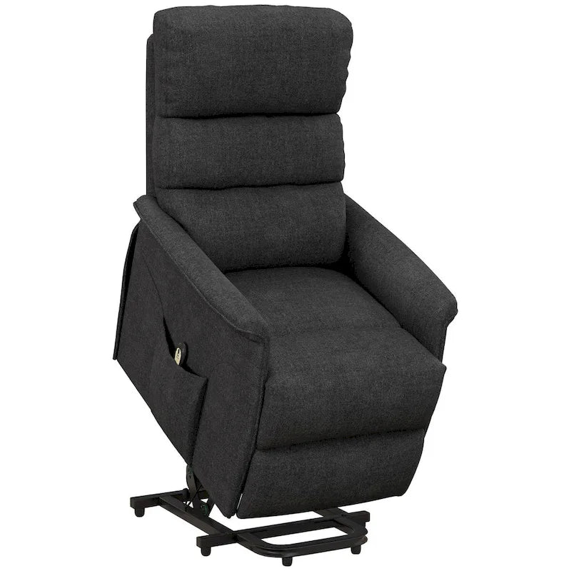 Fauteuil inclinable électrique pour personnes âgées, assemblage facile, fauteuil releveur en tissu avec télécommande, poches latérales pour salon