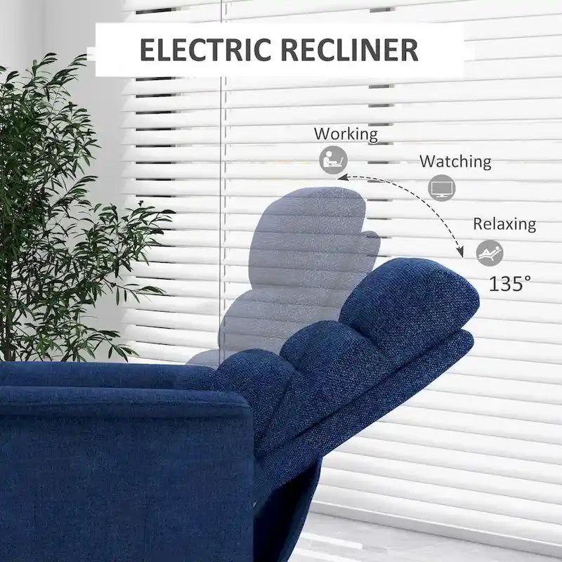 Fauteuil inclinable électrique pour personnes âgées, assemblage facile, fauteuil releveur en tissu avec télécommande, poches latérales pour salon
