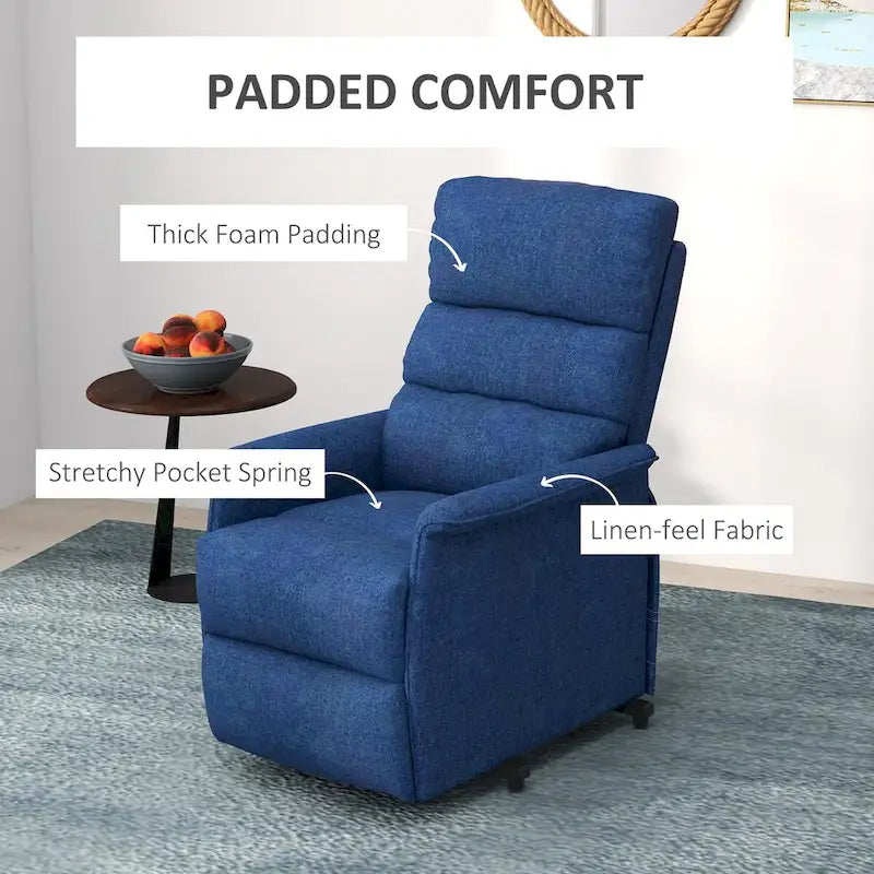Fauteuil inclinable électrique pour personnes âgées, assemblage facile, fauteuil releveur en tissu avec télécommande, poches latérales pour salon