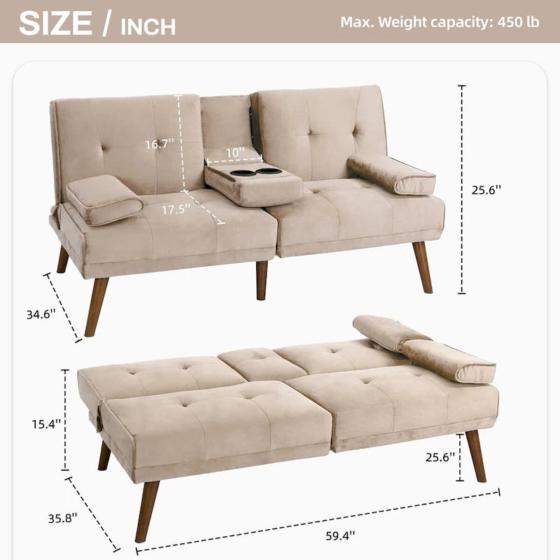 Canapé-lit futon, petit canapé-lit causeuse