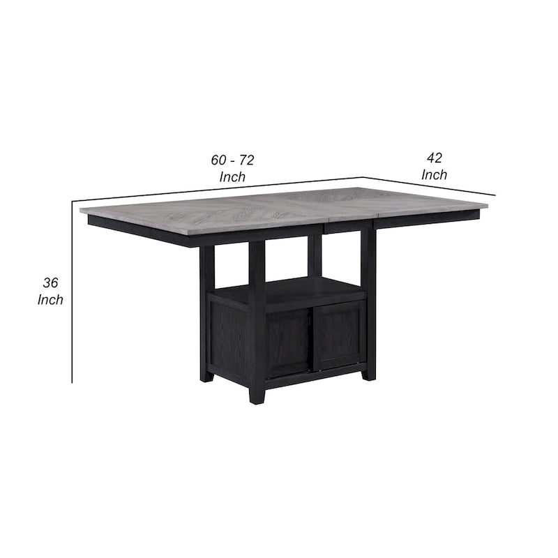 Table hauteur comptoir 60 à 72 po, extensible, gris clair, noir