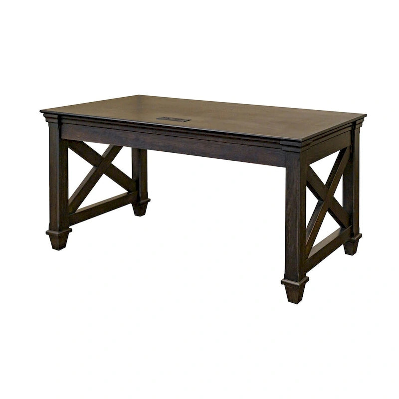 Pupitre d'écolier traditionnel en bois, marron foncé