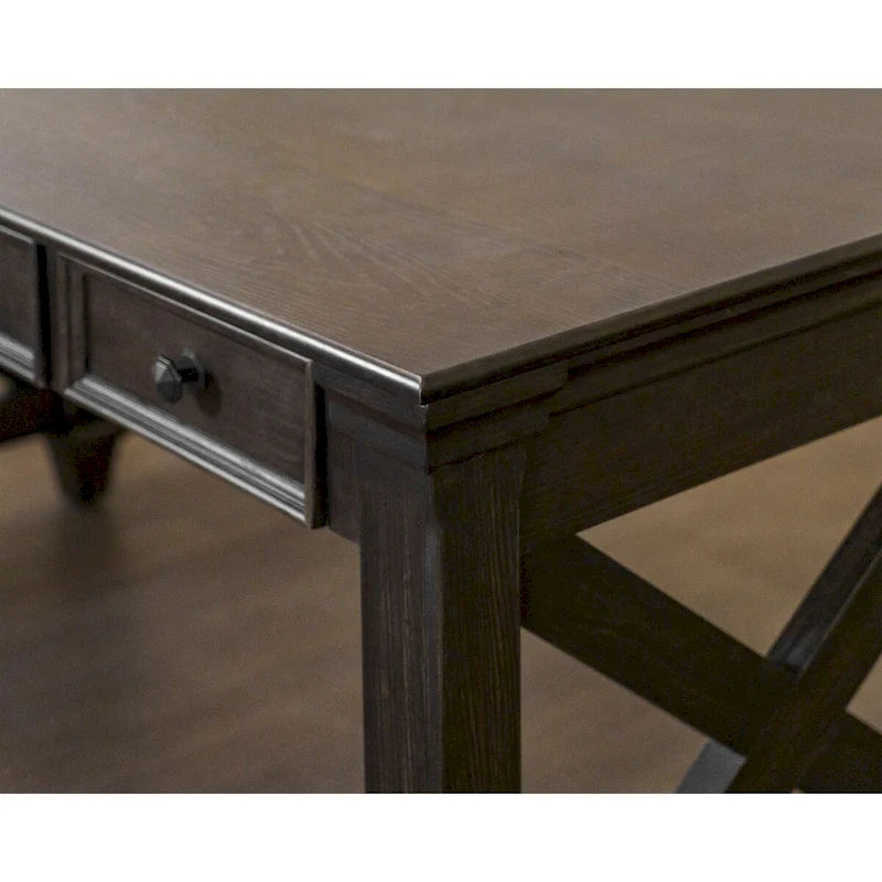 Pupitre d'écolier traditionnel en bois, marron foncé