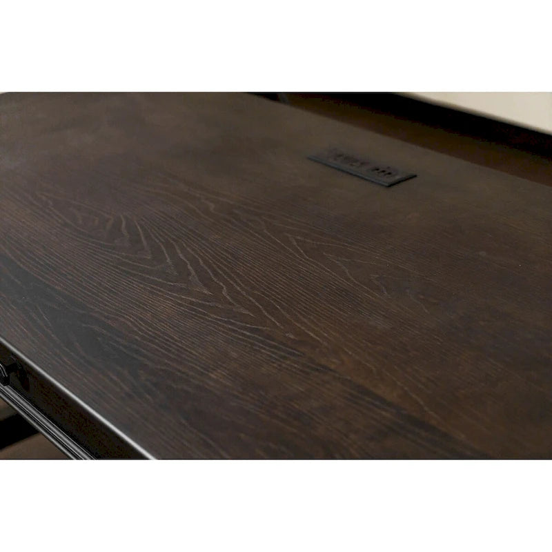 Pupitre d'écolier traditionnel en bois, marron foncé