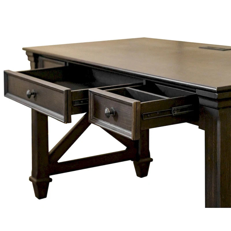 Pupitre d'écolier traditionnel en bois, marron foncé