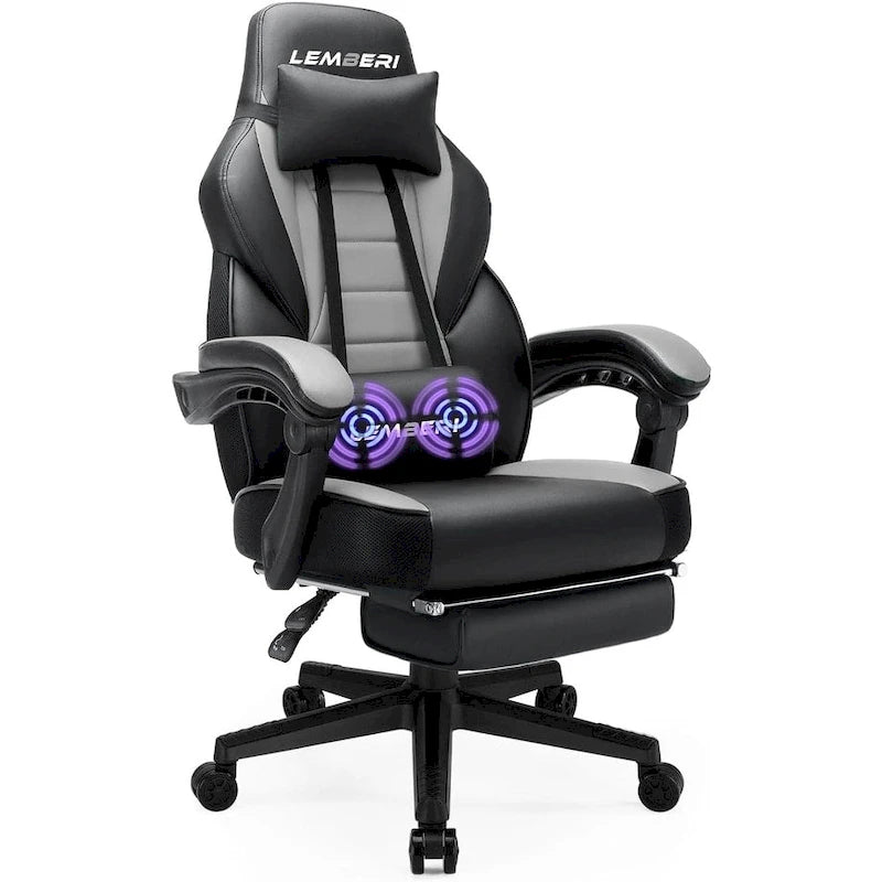 Fauteuil de jeu style course, Fauteuil gamer grande taille 136 kg, Chaise d'ordinateur à dossier haut