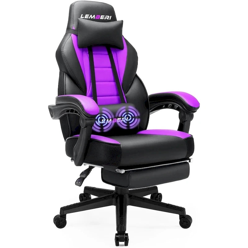 Fauteuil de jeu style course, Fauteuil gamer grande taille 136 kg, Chaise d'ordinateur à dossier haut