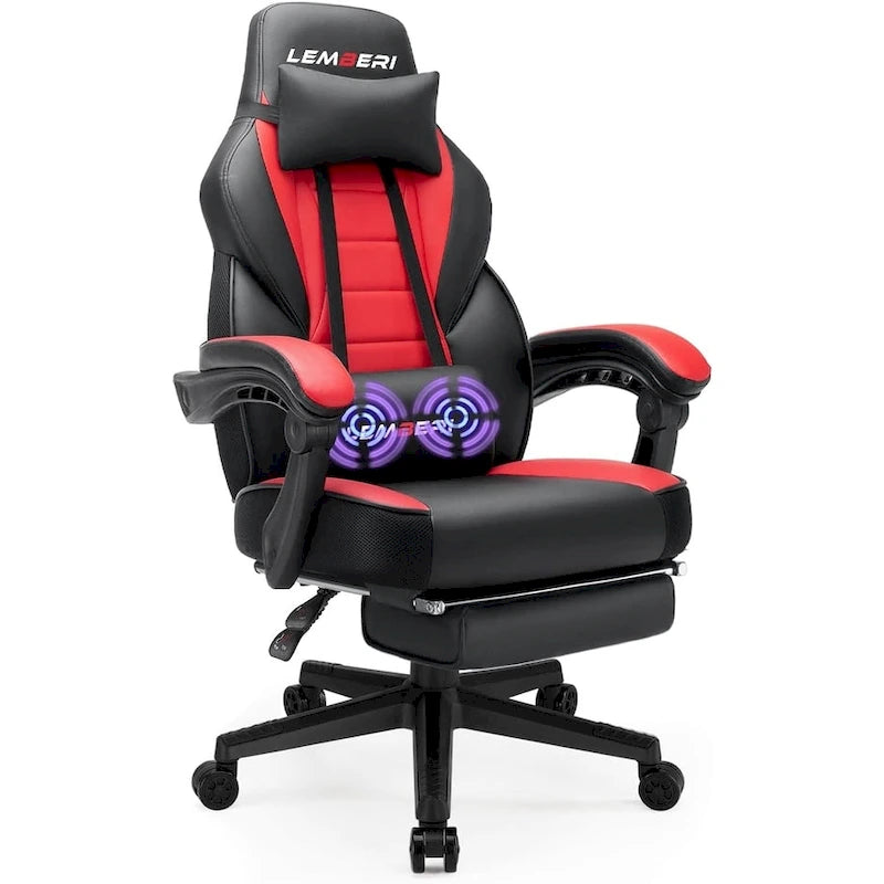 Fauteuil de jeu style course, Fauteuil gamer grande taille 136 kg, Chaise d'ordinateur à dossier haut