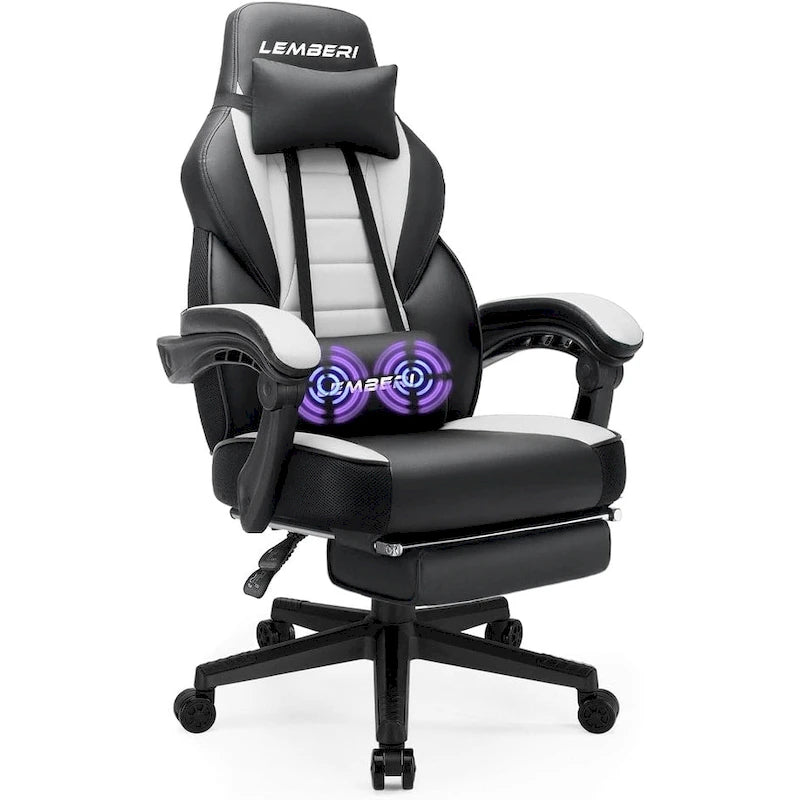 Fauteuil de jeu style course, Fauteuil gamer grande taille 136 kg, Chaise d'ordinateur à dossier haut
