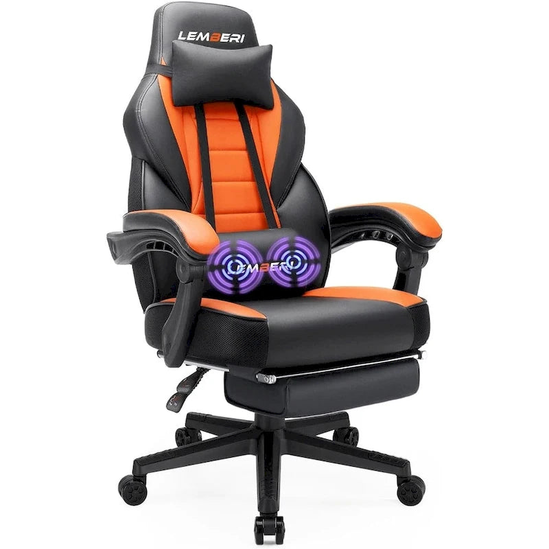Fauteuil de jeu style course, Fauteuil gamer grande taille 136 kg, Chaise d'ordinateur à dossier haut
