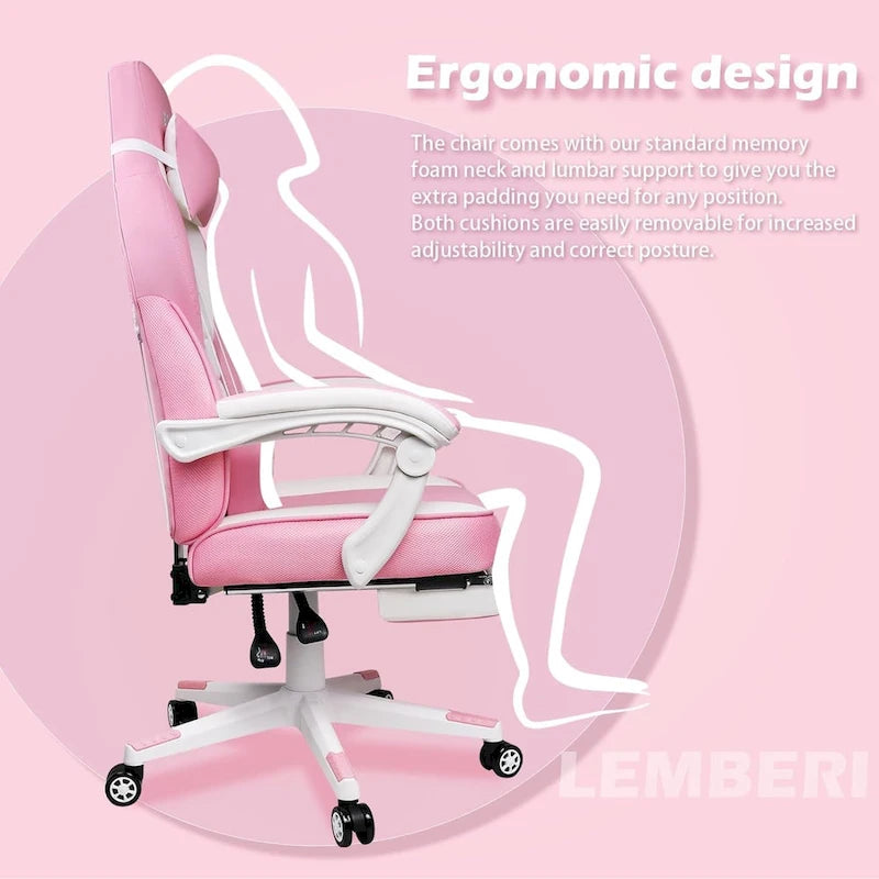 Fauteuil de jeu style course, Fauteuil gamer grande taille 136 kg, Chaise d'ordinateur à dossier haut