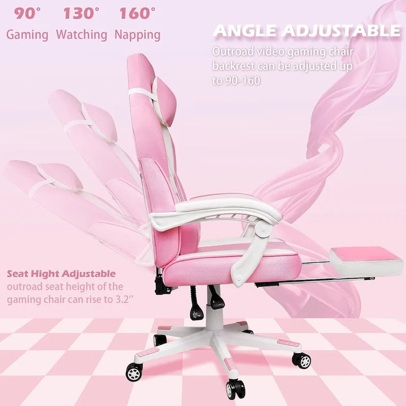 Fauteuil de jeu style course, Fauteuil gamer grande taille 136 kg, Chaise d'ordinateur à dossier haut