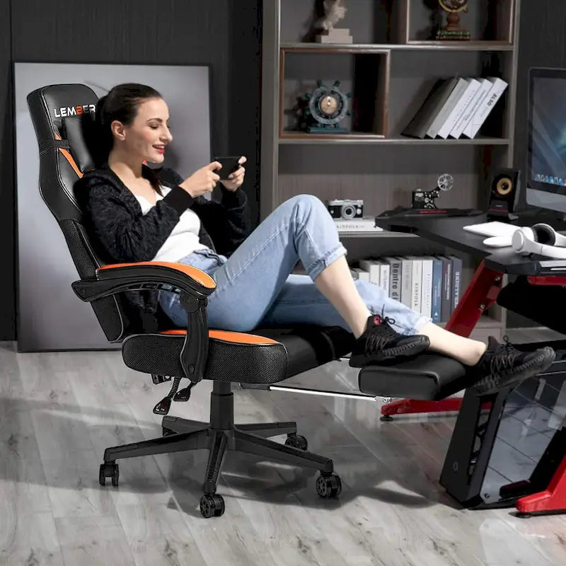 Fauteuil de jeu style course, Fauteuil gamer grande taille 136 kg, Chaise d'ordinateur à dossier haut
