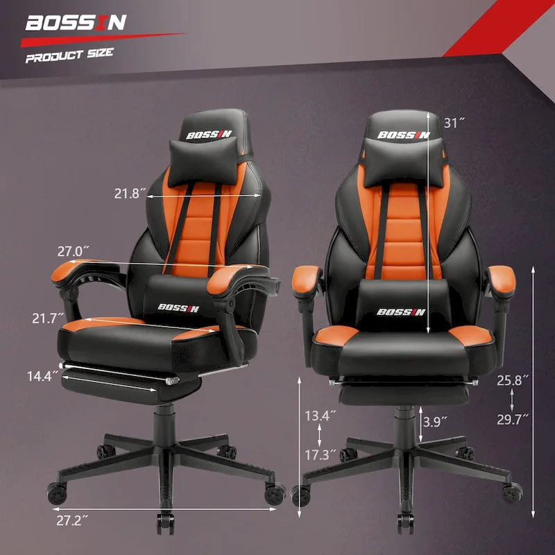 Fauteuil de jeu style course, Fauteuil gamer grande taille 136 kg, Chaise d'ordinateur à dossier haut