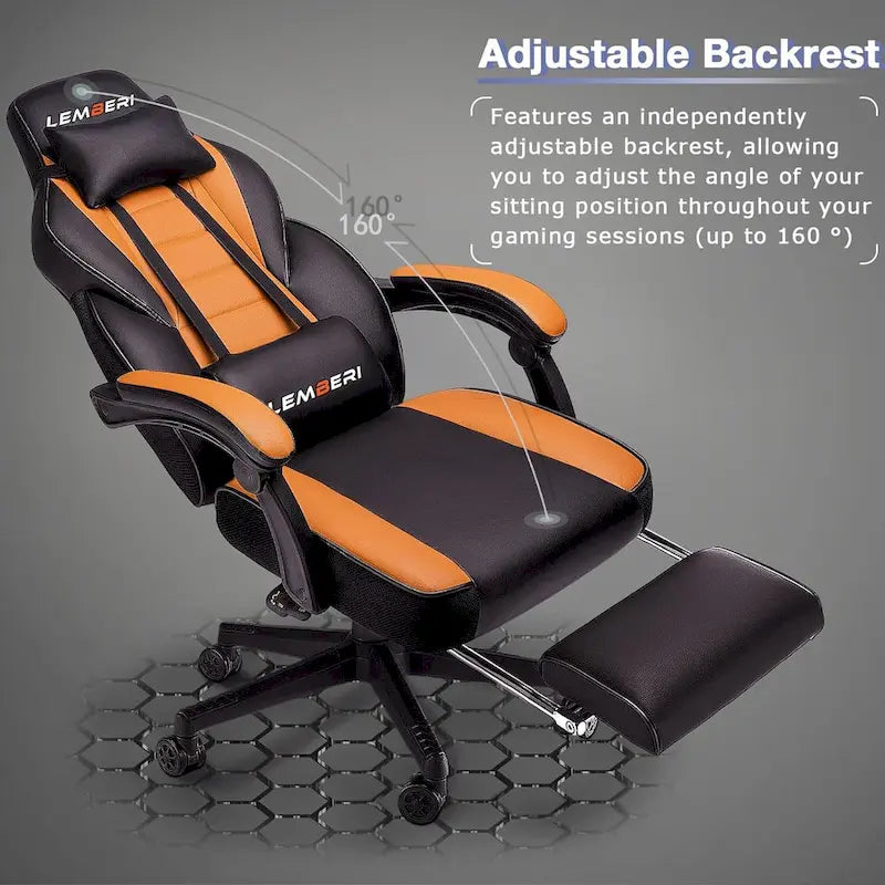 Fauteuil de jeu style course, Fauteuil gamer grande taille 136 kg, Chaise d'ordinateur à dossier haut