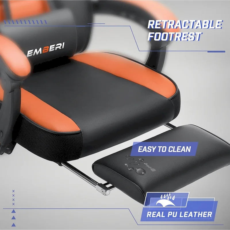 Fauteuil de jeu style course, Fauteuil gamer grande taille 136 kg, Chaise d'ordinateur à dossier haut