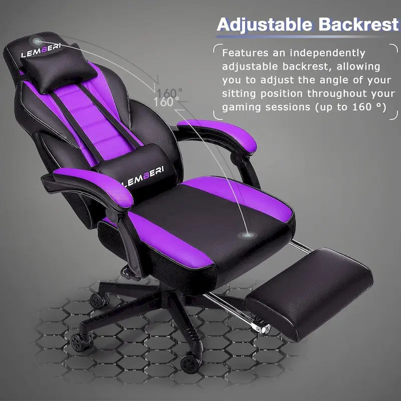 Fauteuil de jeu style course, Fauteuil gamer grande taille 136 kg, Chaise d'ordinateur à dossier haut