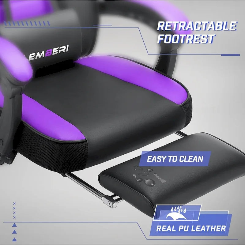 Fauteuil de jeu style course, Fauteuil gamer grande taille 136 kg, Chaise d'ordinateur à dossier haut