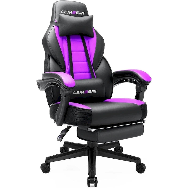 Fauteuil de jeu style course, Fauteuil gamer grande taille 136 kg, Chaise d'ordinateur à dossier haut