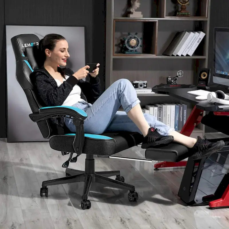 Fauteuil de jeu style course, Fauteuil gamer grande taille 136 kg, Chaise d'ordinateur à dossier haut