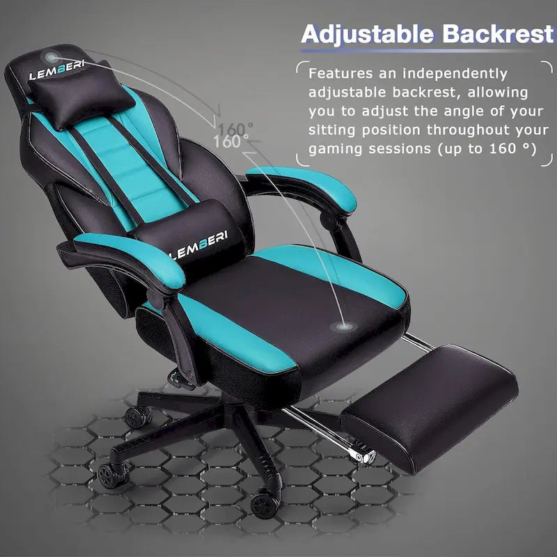 Fauteuil de jeu style course, Fauteuil gamer grande taille 136 kg, Chaise d'ordinateur à dossier haut