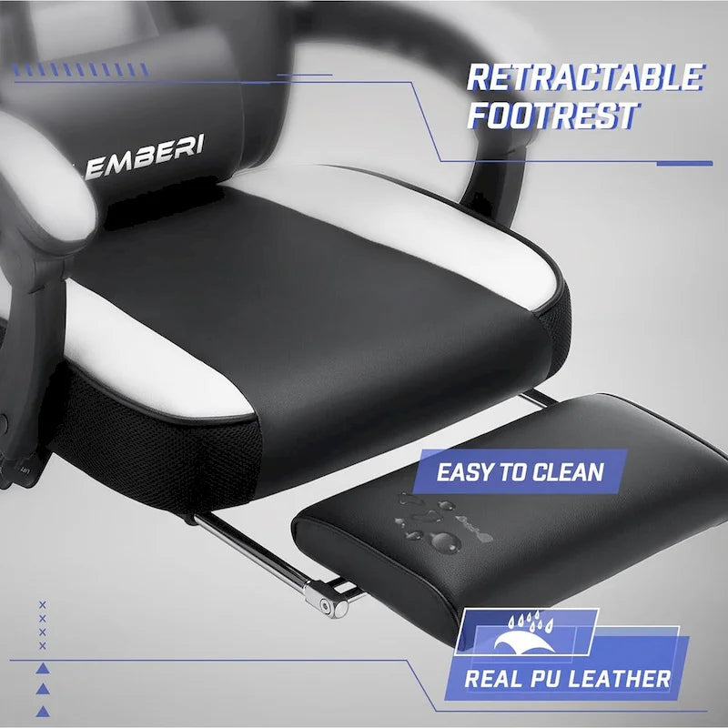 Fauteuil de jeu style course, Fauteuil gamer grande taille 136 kg, Chaise d'ordinateur à dossier haut