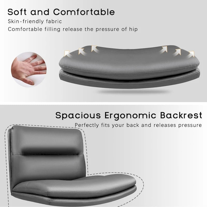 Chaise Criss Cross avec roulettes, chaise de bureau sans accoudoirs en cuir PU avec pieds croisés, chaise de travail/coiffeuse réglable à assise large