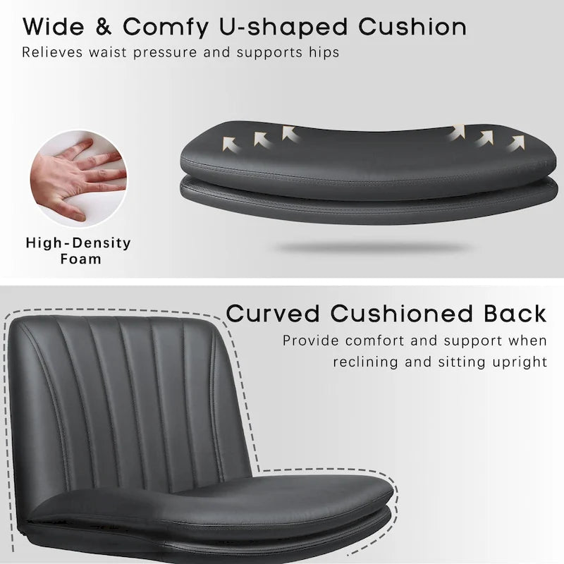 Chaise Criss Cross avec roulettes, chaise de bureau sans accoudoirs en cuir PU avec pieds croisés, chaise de travail/coiffeuse réglable à assise large